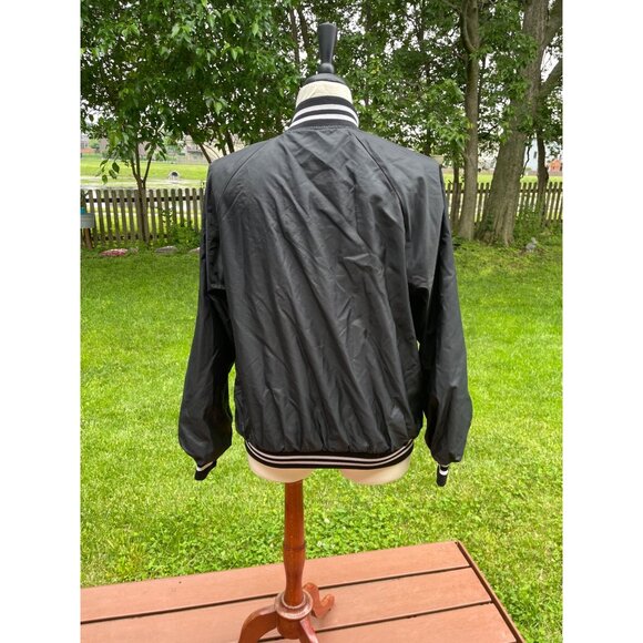 Vintage Auburn USA Black Bomber Jacket With Striped Ribbed Collar & Cuffs Lightw - Picture 4 of 8
